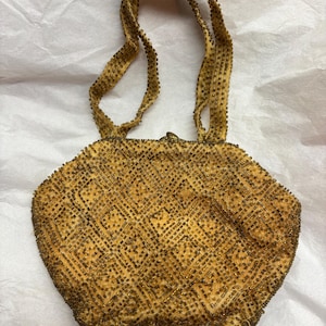 Schöne Vintage kleine Gold Perlen Handtasche