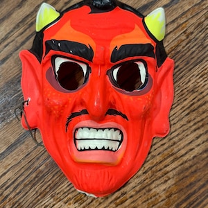 Vintage Halloween 1960’s Devil Mask And Costume Children’s Dress Up