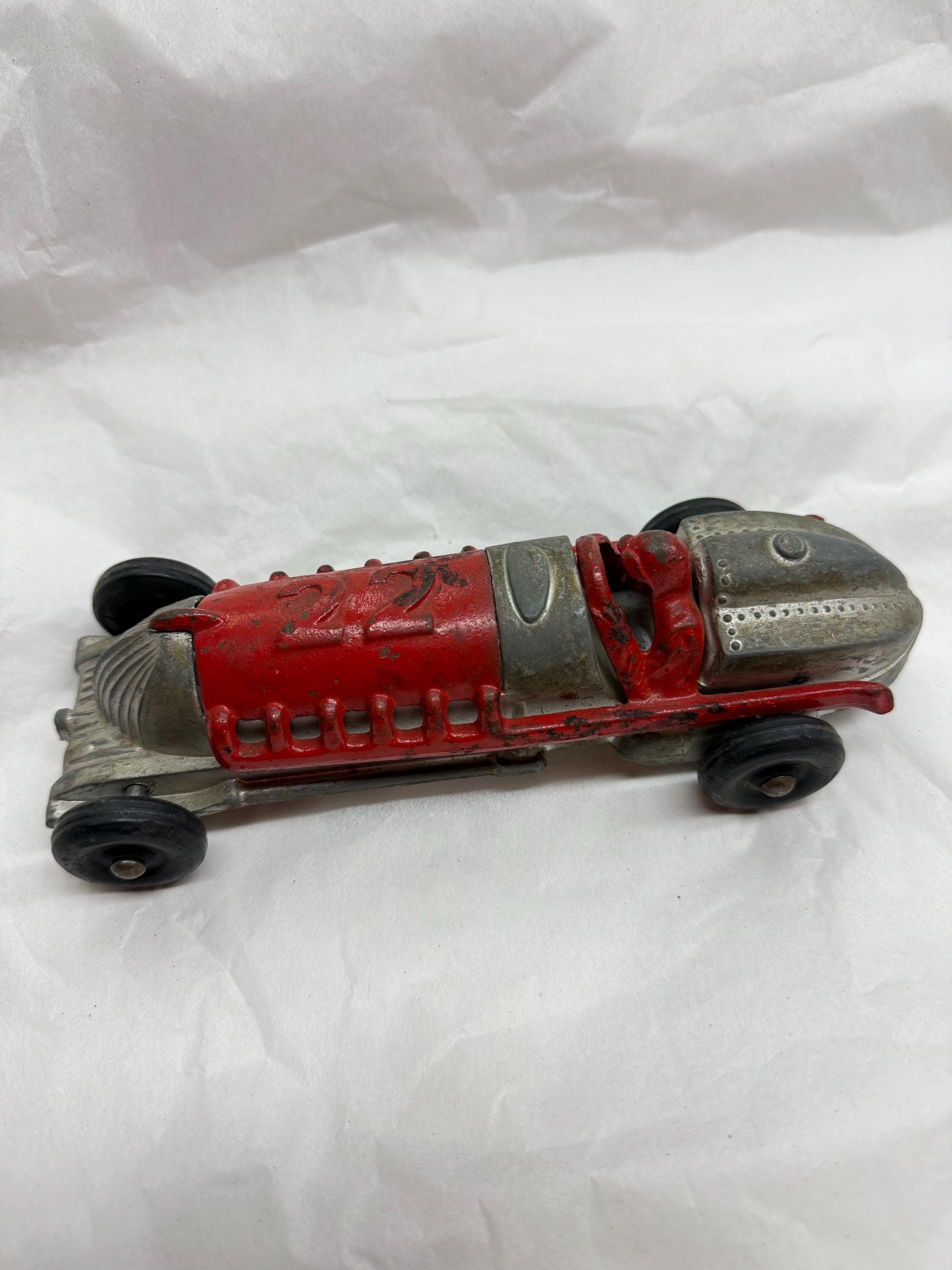 Reproduction Voiture De Course En Fonte Hubley - Occasion