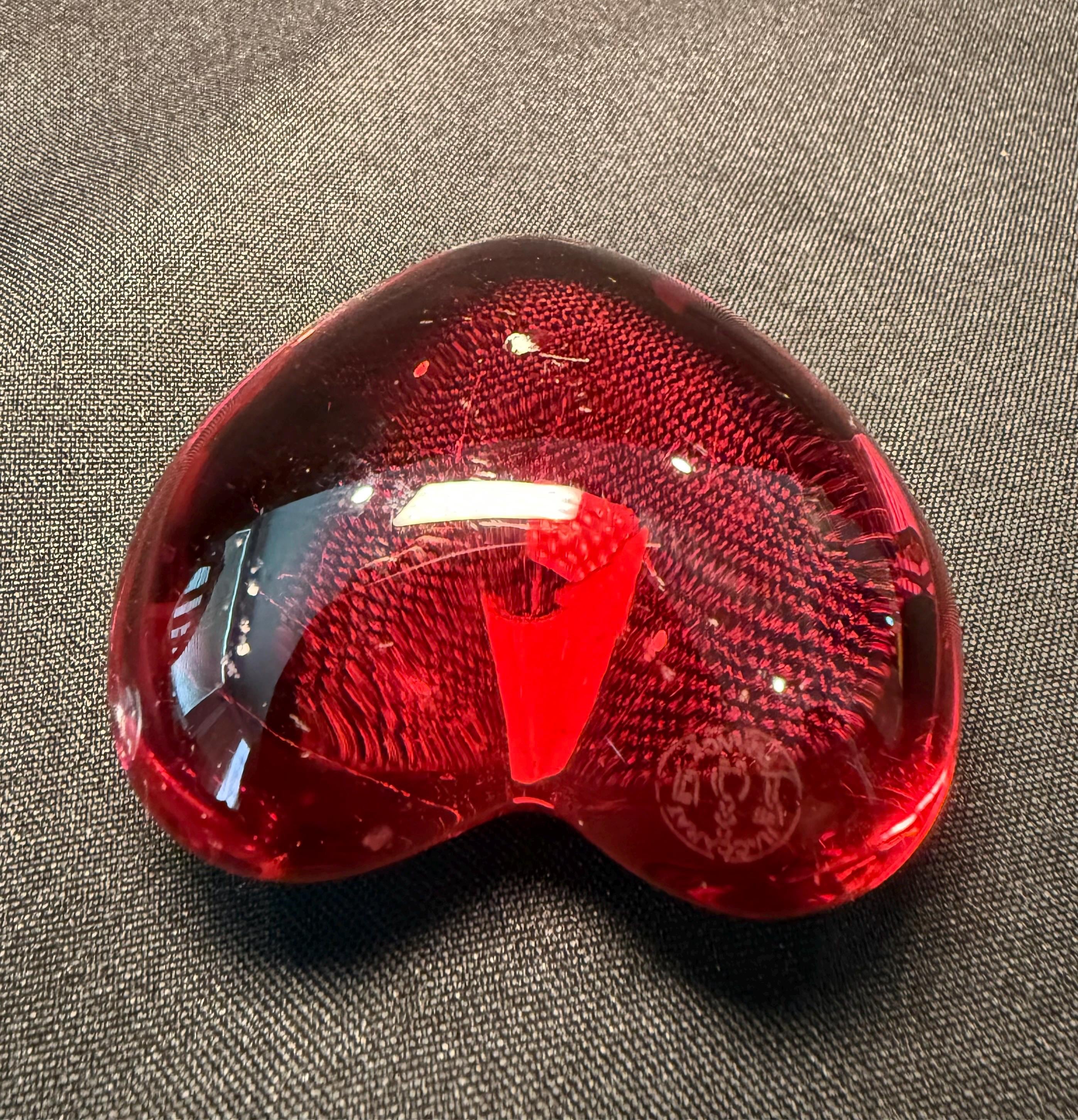 Baccarat Ruby Red Crystal Heart Paperweight