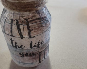 Vive la vida que amas tarro de albañil