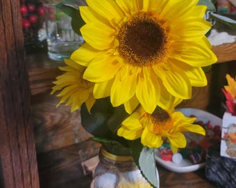 Tarro de cristal con forma de girasol