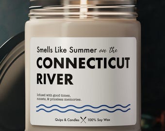 Vela de río - Huele a verano en el río Connecticut - Río Connecticut, Connecticut - Regalo River Life / Decoración del hogar River