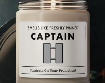 Captain Promotion Geschenk - Riecht nach frisch gepinntem Kapitän - Glückwunschkerze, Geschenk für Promotion zum Kapitän / Kapitänsgeschenk