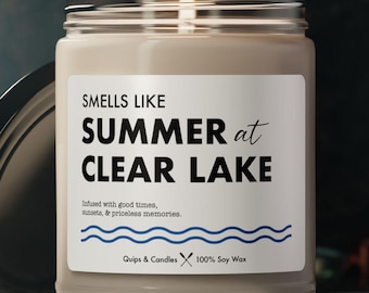 Clear Lake Candle - &quot;Smells Like Summer at Clear Lake&quot; - Lake House Gift / Home Decor, Clear Lake California