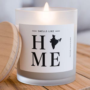 India Candle - Smells Like Home - India Map / Country Silhouette Candle, India Gift and Home Decor