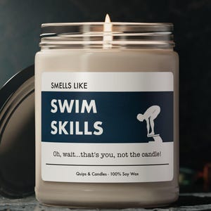 Funny Swimming Candle - Smells Like Swim Skills - Boys Swimming Gift, Personalized Gift for Swimmer