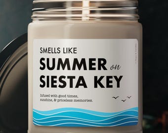 Siesta Key Candle - Smells Like Summer on Siesta Key - Beach Lover Gift, Coastal Home Decor - Sarasota, Florida