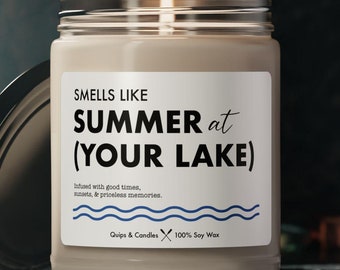Custom Lake Gift - Candle with Personalized Label, Request ANY Lake - Your Lake Name, Lake House Decor / Personalized Candle