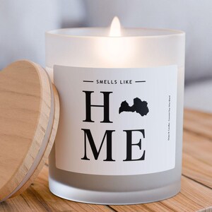 Latvia Candle - Smells Like Home - Latvia Map / Country Silhouette Candle, Latvia Gift and Home Decor