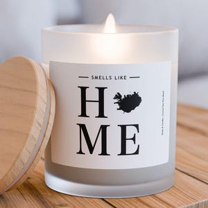 Bougie islande - Smells like home - Carte de l'Islande / Bougie silhouette du pays, cadeau Islande et décoration d'intérieur
