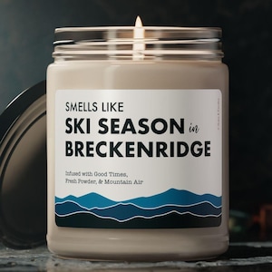 Ski Gift - Smells Like Ski Season In Breckenridge - Ski Lodge Candle, Gift for Skier / Snowboarder - Breckenridge Colorado, Home Decor