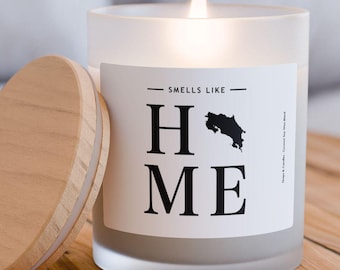 Vela de Costa Rica - Huele a Hogar - Vela con el Mapa de Costa Rica / Silueta del País, Regalo y Decoración del Hogar de Costa Rica