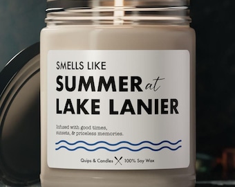 Lake Lanier Candle - "Smells Like Summer at Lake Lanier" - Lake House Gift / Home Decor, Lake Lanier Georgia