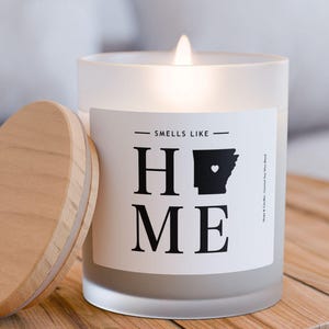 Arkansas Candle - Smells Like Home - Arkansas Map / State Silhouette Candle, Personalized Home State Gift, Home Decor