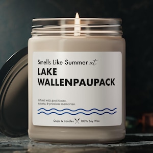 Lake Wallenpaupack Candle - &quot;Smells Like Summer at Lake Wallenpaupack&quot; - Lake House Gift / Home Decor, Lake Wallenpaupack Pennsylvania