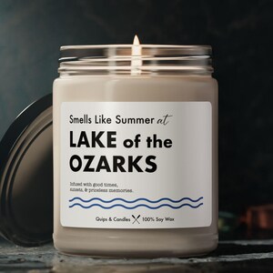 Lake of the Ozarks Candle - &quot;Smells Like Summer at Lake of the Ozarks&quot; - Lake House Gift / Home Decor, Lake of the Ozarks Missouri
