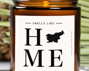 Slowenien Kerze - Smells Like Home - Slowenien Karte / Country Silhouette Candle, Geschenk und Wohndeko für Sie