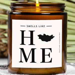 Mongolia Candle - Smells Like Home - Mongolia Map / Country Silhouette Candle, Mongolia Gift and Home Decor
