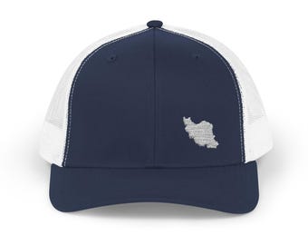 Iran Hat - Custom Trucker Hat - Embroidered Iran Map / Country Silhouette, Iranian, Persian Gift