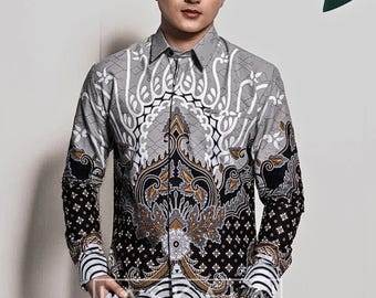 Men's Batik Shirt – Slim Fit Satin Cotton Aster Truntum Motif