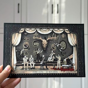 Impressão artística com acabamento escovado da série de TV Hannibal – 14×21 cm (design com borda fluida preta)