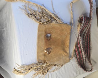 Hand made genuine leather/suede cross body bag/purse