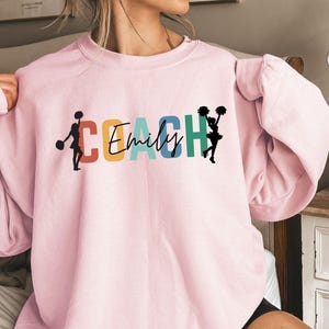 Personalized Cheer Coach Shirt, Custom Coach Gift, Cheer Coach Sweatshirt, Coach Name Shirt, Team Gift, Cheerleading Coach Shirt