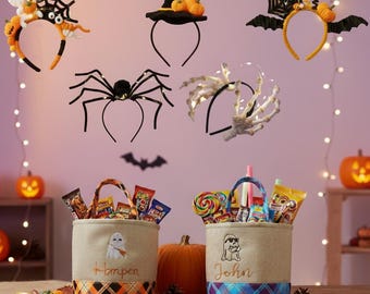 Crochet Witch Kids Hat Trick or Treat Bag Set- Orange  display picture 1