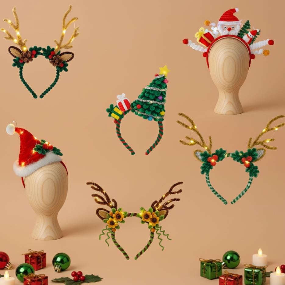 Cerchietto Natalizio Con Strass Merry Christmas Per Donne E Ragazze, Colore Oro, Diametro 12,7 Cm