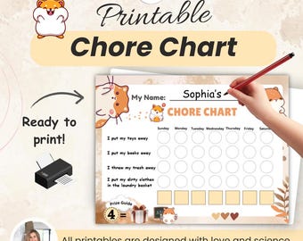 Printable Daily Routine Chore Chart For Kids Weekly Daily Reward Checklist Instant Download Daily Responsibility Chore Chart For Children