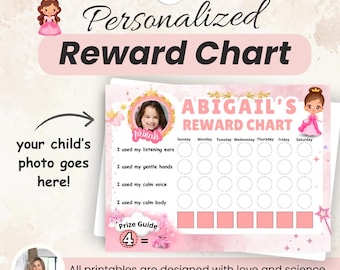 Tableau de récompense personnalisé pour le comportement des filles, téléchargement numérique, tableau de comportement pour les enfants et les tout-petits, liste de contrôle de comportement quotidienne, tableau de bon comportement