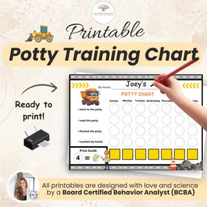Printable Construction Potty Training Chart For Childen Boys Toddler Reward Chart Instant Download Sticker Chart Toilet Potty Daily Routine