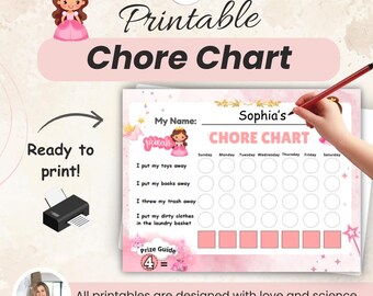 Printable Kid Daily Responsibility Chore Chart Instant Download Daily Weekly Routine Reward System ADHD Chore Chart kids toddler chore chart