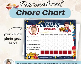 Custom Responsibility Chore Chart for Kids Digital Download Weekly Routine Reward System For Toddler Chore Chart Daily Chore Chart Checklist