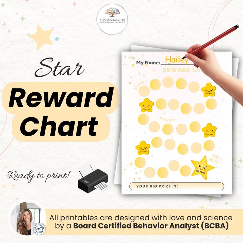 Colorful Star Reward Chart Printable Behavior Chart for Kids and ...
