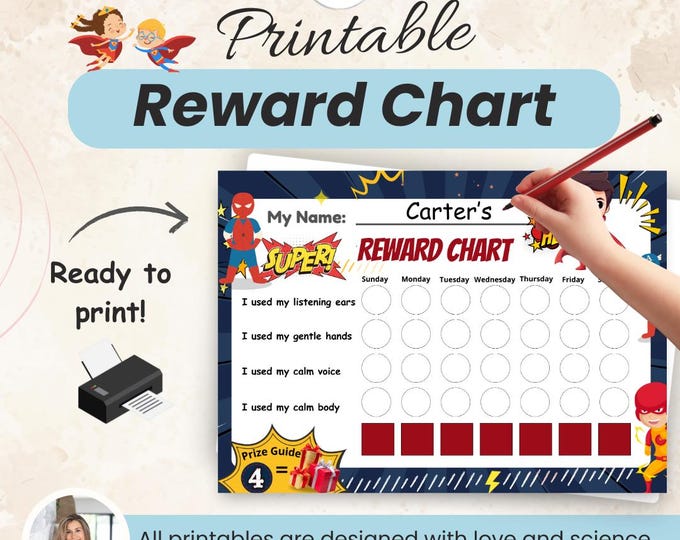 Behavior Reward Chart for Kids Printable, Editable, Good Behavior ...