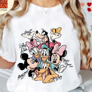 Disney Micky und Freunde Signaturen Shirt, Disney Figuren T-Shirt, Disney Maus Kopf T-Shirt, Micky & Co Geschenk, magische passende Familie