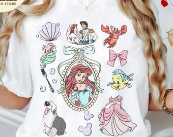 Comfort Color Disney Princess Ariel Shirt, Coquette Bow Disney Princess T-shirt, Magical Castle Tee, Magic Kingdom Shirt, Disneyland Trip