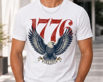 1776 Eagle Shirt, Patriotic American Graphic Tee, Retro 1776 Bald Eagle 250th Anniversary American 4th of July Tee, USA Independence Day Tee