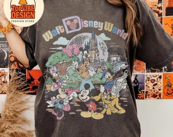 Retro Walt Disneyworld Comfort Colors-shirt, Mickey en zijn vrienden
