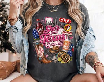 She's From Texas I Can Tell Shirt, Texas Native Southern Charm Cowgirl Tee, Texas Pride Tee, Western Shirt, Texas Girl