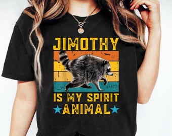 Jimothy Raccoon Spirit Animal Retro Sunset T-Shirt, I Believe in Jimothy Tee, Viral Seattle Raccoon Shirt, Trending Jimothy Shirt