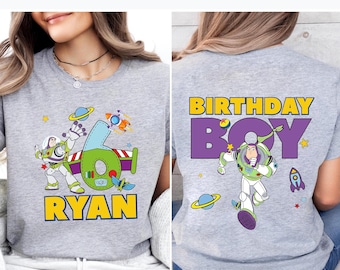 Custom Name Buzz Lightyear Birthday Shirt, Toy Story Birthday Girl T-Shirt, Disney Woody Buzz Lighyear Tee, Disney Birthday Party Gift