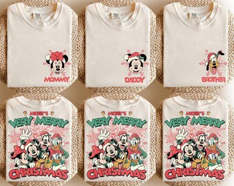 Custom Mickey's Very Merry Christmas Shirt, Disney Christmas All Characters Shirt, Disney Family Christmas Shirt, Group Matching Xmas Shirt