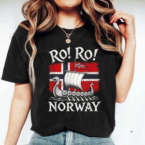 Ro! Ro! Norway Viking Ship T-Shirt, Ro Ro Norway Viking Ship Tee, Norwegian Soccer Fan Tee, Norway Football Supporter Gift