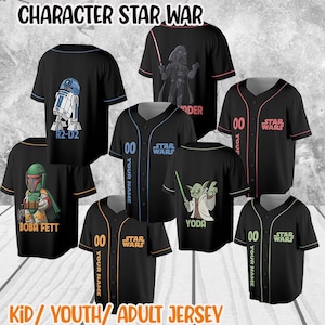 Baseball simple personnalisé de la collection personnages Disney Star War, maillot de baseball Disney personnalisé enfant, jeune adulte, assorti pour voyage Disney