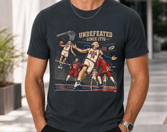 Vintage George Washington Basketball Unbesiegt seit 1776 Shirt, Amerikanisches Jubiläum Shirt, 4. Juli T-Shirt, USA Inabhängigkeitstag T-Shirt