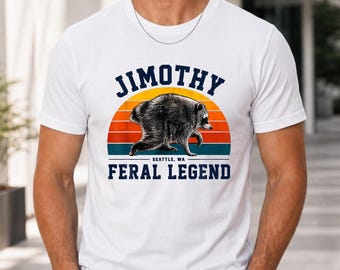 Jimothy Raccoon Seattle Feral Legend T-Shirt, Retro Sunset Graphic Tee,Jimothy Viral Raccoon Shirt, Funny Trash Panda Wildlife shirt