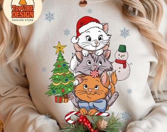 Cute The Aristocats Marie Toulouse Berlioz Christmas Shirt, Disney Mickey's Christmas Party Tee 2025, Disneyland Family Vacation Gift